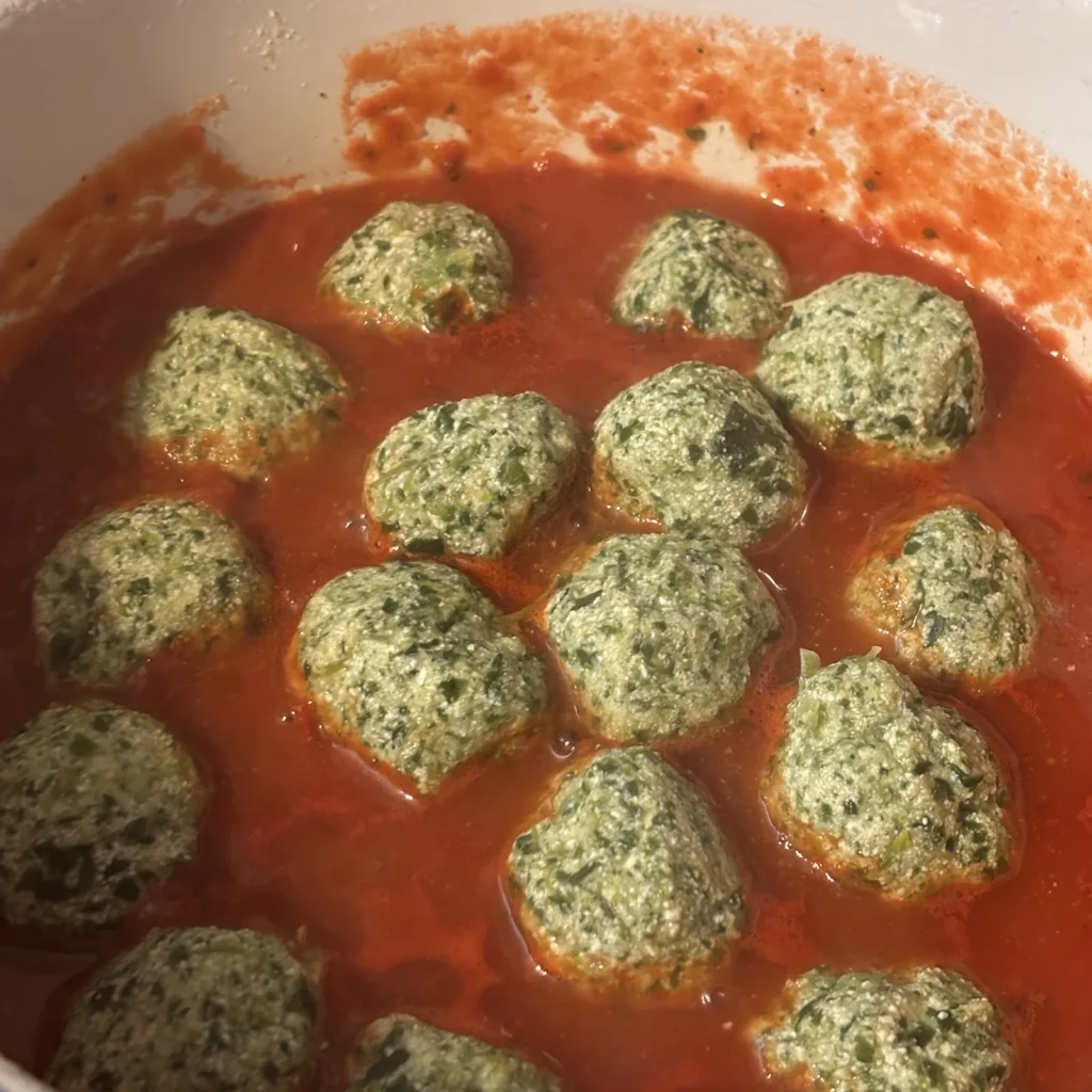 Malfattis de tofu y espinaca con harina de garbanzo