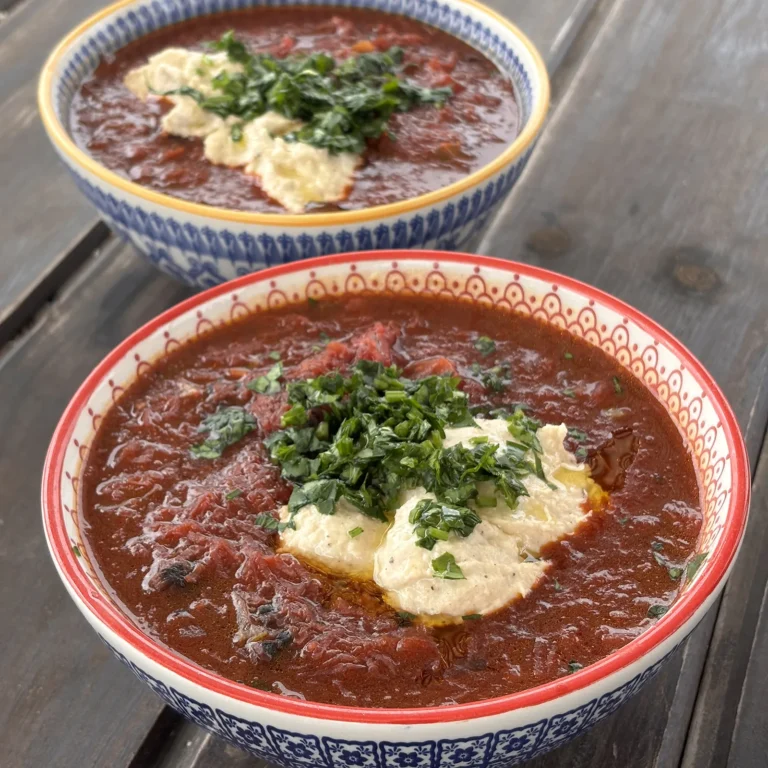 borsch vegano, sopa de remolachas tradicional ucraniana sin ingredientes de origen animal