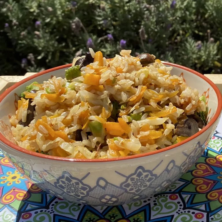 salteado de hongos y brócoli con arroz