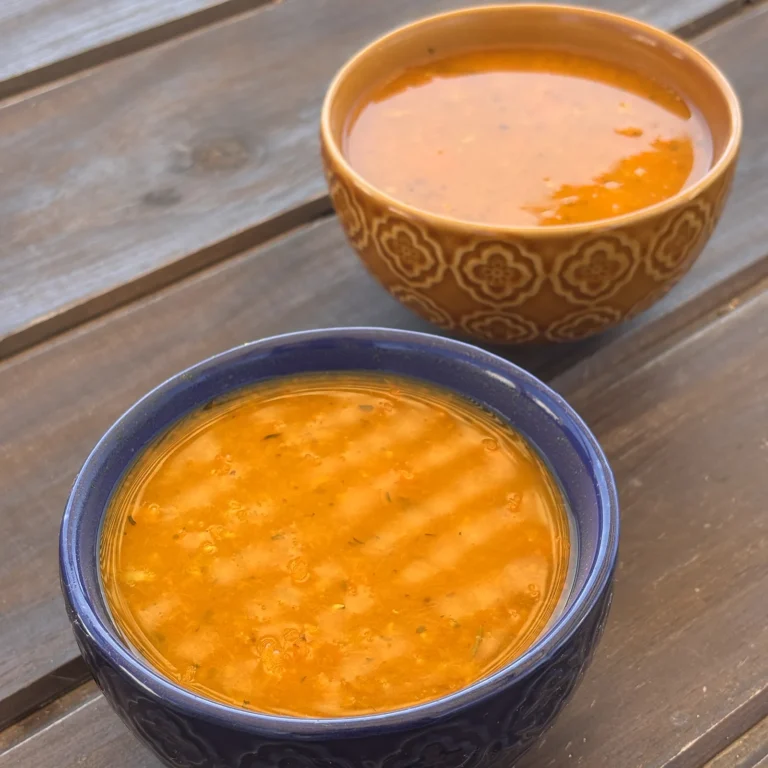 sopa de calabaza y lentejas rojas